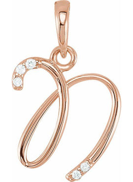 14K Yellow Gold .025 CTW Natural Diamond Initial A Pendant