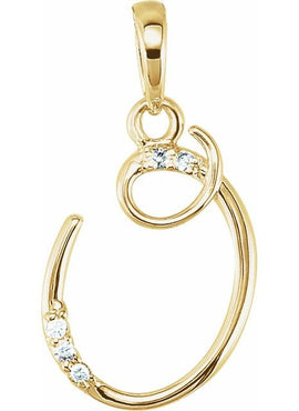 14K Yellow Gold .025 CTW Natural Diamond Initial A Pendant