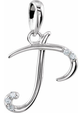 14K Yellow Gold .025 CTW Natural Diamond Initial A Pendant