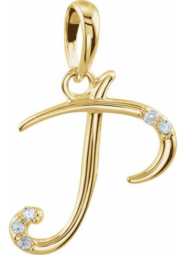 14K Yellow Gold .025 CTW Natural Diamond Initial A Pendant