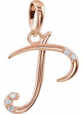 14K Yellow Gold .025 CTW Natural Diamond Initial A Pendant