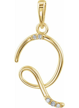 14K Yellow Gold .025 CTW Natural Diamond Initial A Pendant