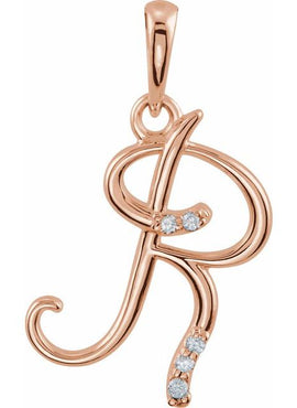 14K Yellow Gold .025 CTW Natural Diamond Initial A Pendant