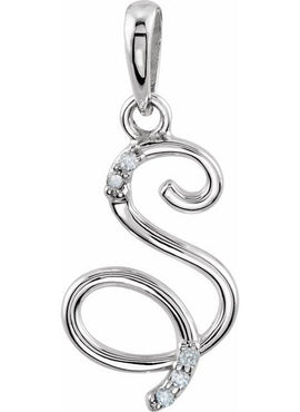 14K Yellow Gold .025 CTW Natural Diamond Initial A Pendant