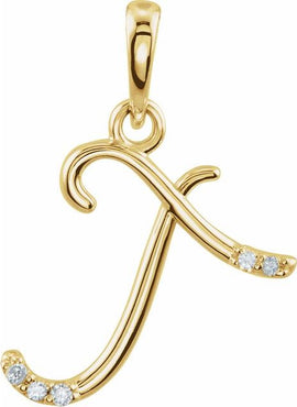 14K Yellow Gold .025 CTW Natural Diamond Initial A Pendant