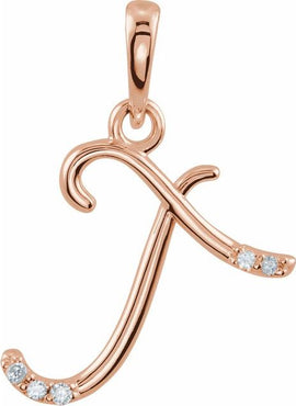 14K Yellow Gold .025 CTW Natural Diamond Initial A Pendant