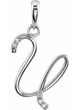 14K Yellow Gold .025 CTW Natural Diamond Initial A Pendant