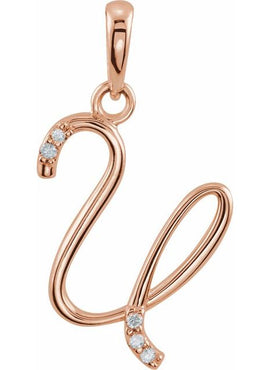 14K Yellow Gold .025 CTW Natural Diamond Initial A Pendant