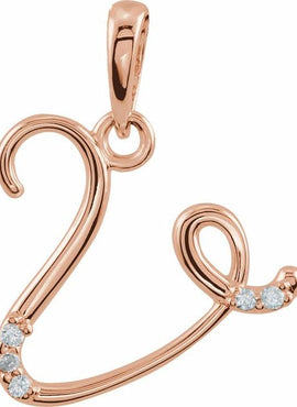 14K Yellow Gold .025 CTW Natural Diamond Initial A Pendant