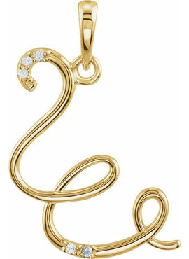 14K Yellow Gold .025 CTW Natural Diamond Initial A Pendant