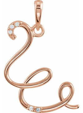 14K Yellow Gold .025 CTW Natural Diamond Initial A Pendant