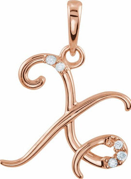 14K Yellow Gold .025 CTW Natural Diamond Initial A Pendant