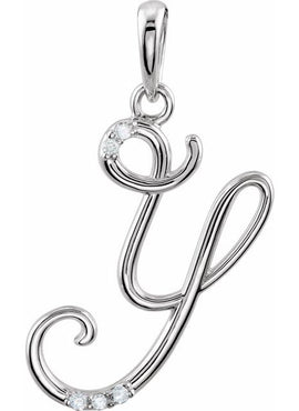 14K Yellow Gold .025 CTW Natural Diamond Initial A Pendant