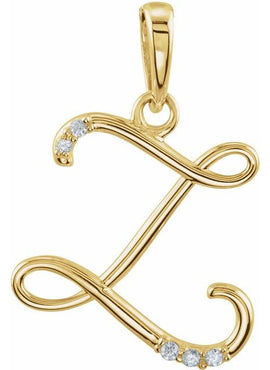 14K Yellow Gold .025 CTW Natural Diamond Initial A Pendant