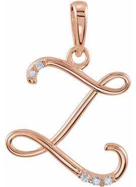 14K Yellow Gold .025 CTW Natural Diamond Initial A Pendant