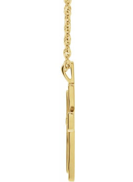 14K White Gold 24.47x13.4 mm Textured Cross Pendant