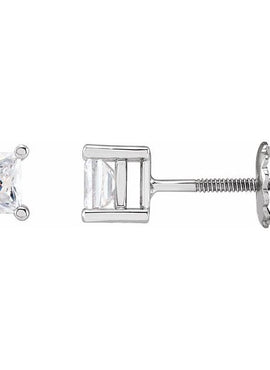 14K Yellow Gold 4.5x4.5 mm Square Imitation White Cubic Zirconia Earrings