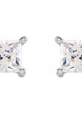 14K Yellow Gold 4.5x4.5 mm Square Imitation White Cubic Zirconia Earrings