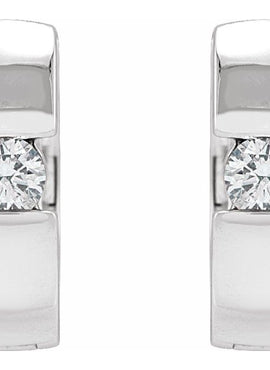 14K White Gold 1/4 CTW Natural Diamond 12 mm Hinged Huggie Hoop Earrings