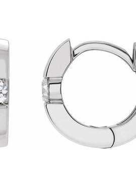 14K White Gold 1/4 CTW Natural Diamond 12 mm Hinged Huggie Hoop Earrings