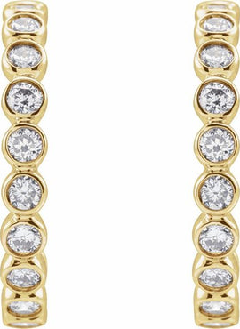 14K White Gold 1/4 CTW Natural Diamond 11.1 mm Hoop Earrings