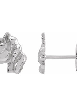 14K White Gold Youth Unicorn Earrings