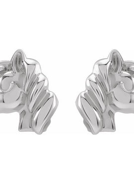 14K White Gold Youth Unicorn Earrings