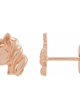14K White Gold Youth Unicorn Earrings