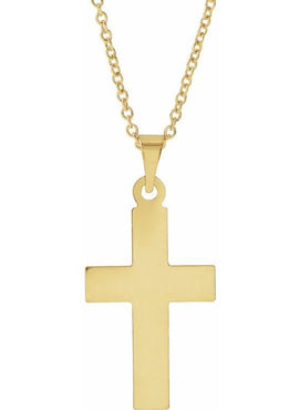 14K Yellow Gold Engravable Cross Pendant