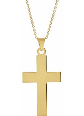 14K Yellow Gold Engravable Cross Pendant