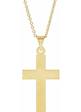 14K Yellow Gold Engravable Cross Pendant