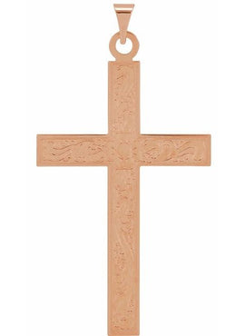 14K Rose Gold 49.1x25 mm Cross Pendant