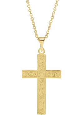 14K Rose Gold 49.1x25 mm Cross Pendant