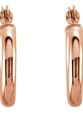 14K Rose Gold Tube 13 mm Hoop Earrings