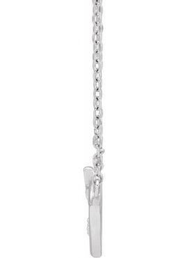 14K White Gold .0025 CT Natural Diamond Heart & Cross Necklace Center