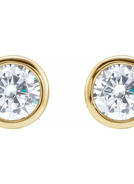 14K White Gold 5.2 mm Round Imitation White Cubic Zirconia Bezel-Set Earrings