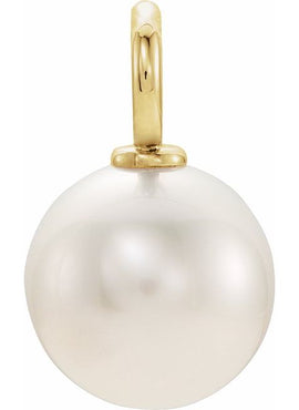 14K Yellow Gold Cultured White Freshwater Pearl Pendant