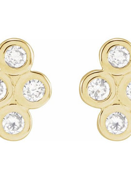 14K Rose Gold 3/4 CTW Natural Diamond Bezel-Set Cluster Earrings