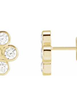 14K Rose Gold 3/4 CTW Natural Diamond Bezel-Set Cluster Earrings