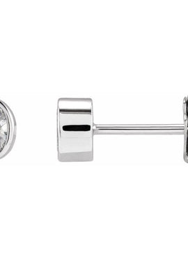 14K White Gold 1/10 CTW Natural Diamond Bezel-Set Earrings