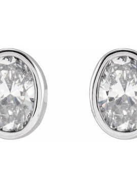 14K White Gold 1/10 CTW Natural Diamond Bezel-Set Earrings