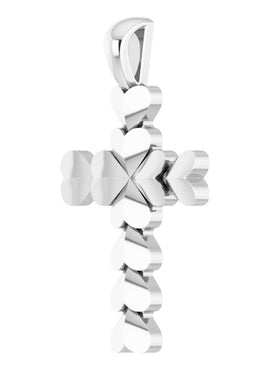 Platinum 20.76x11.43 mm Heart Cross Pendant