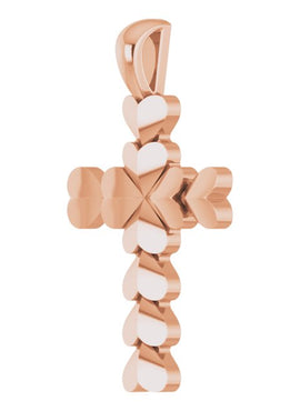 Platinum 20.76x11.43 mm Heart Cross Pendant
