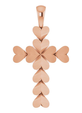 Platinum 20.76x11.43 mm Heart Cross Pendant