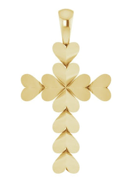 Platinum 20.76x11.43 mm Heart Cross Pendant