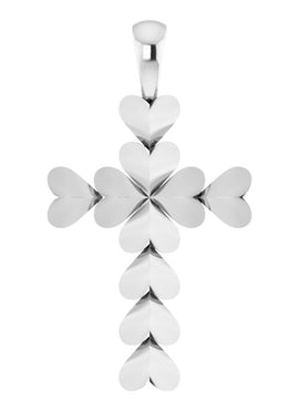 Platinum 20.76x11.43 mm Heart Cross Pendant