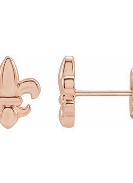14K White Gold Fleur-de-lis Earrings