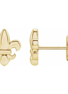 14K White Gold Fleur-de-lis Earrings