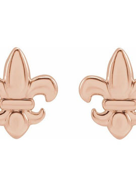 14K White Gold Fleur-de-lis Earrings