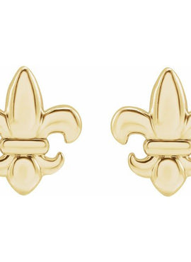 14K White Gold Fleur-de-lis Earrings